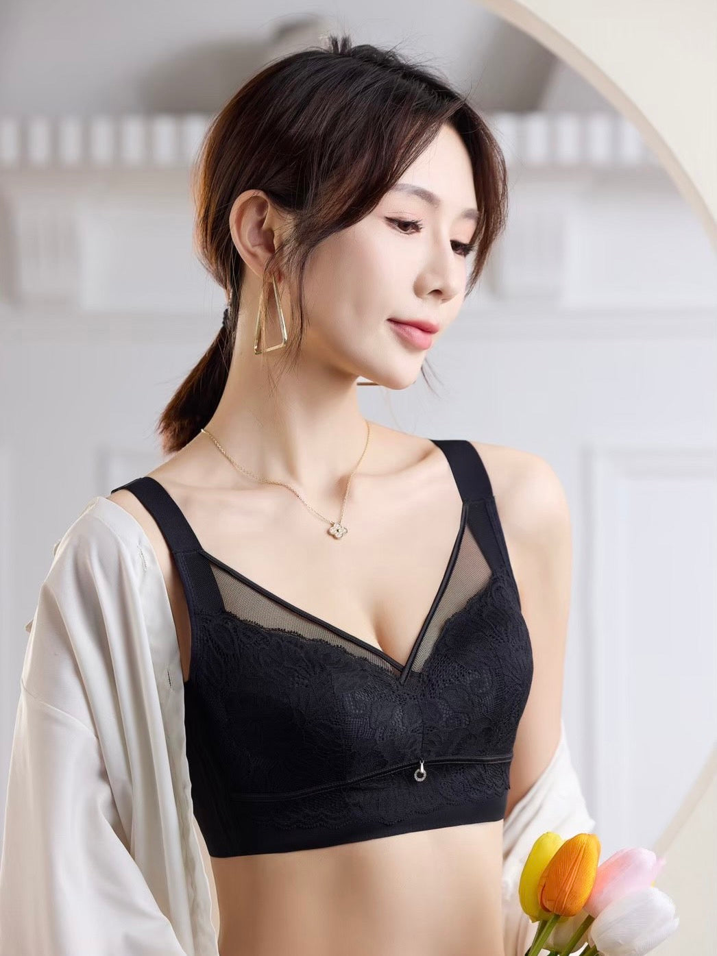 宮廷佳麗 透氣大罩杯內衣 性感黑 C~E杯