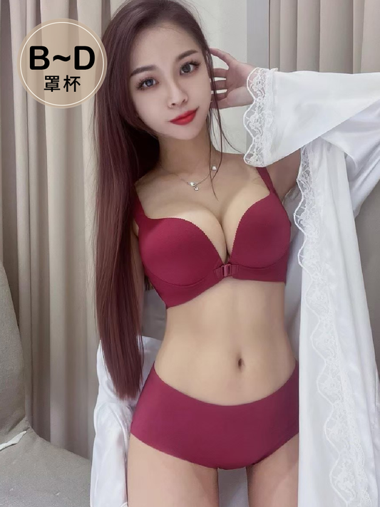 莓果泡泡 無痕前開釦內衣 B~D杯 酒紅色