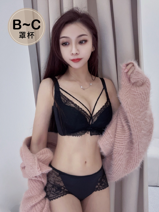 仙境 蕾絲胸線超性感內衣 AB杯 性感黑