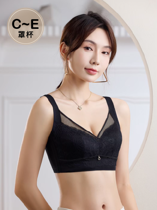 宮廷佳麗  透氣大罩杯內衣 性感黑 C~E杯