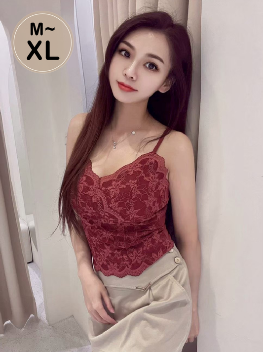 BT003 秋風蕾絲小可愛 火辣紅 M~XL