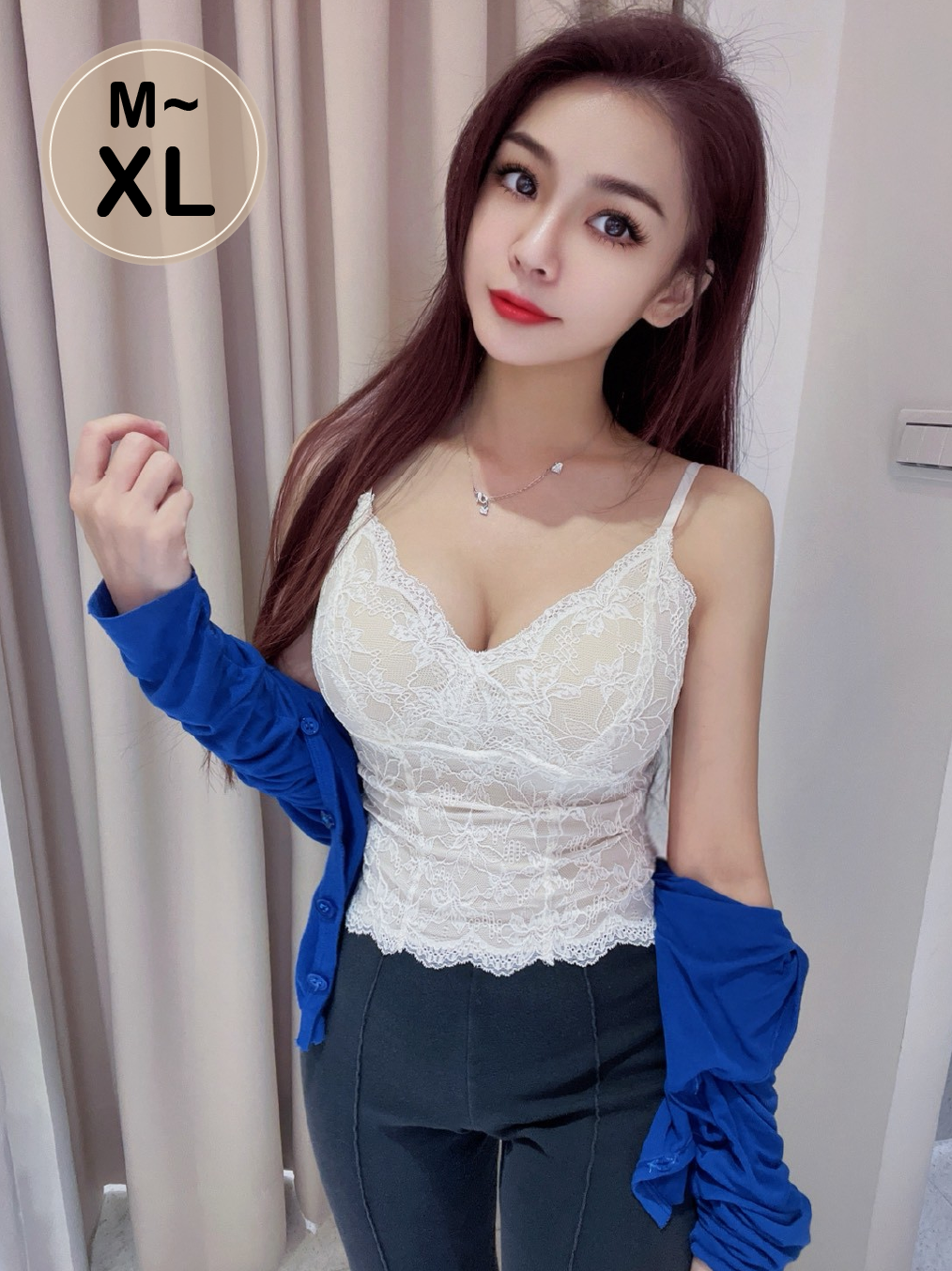 BT003 秋風蕾絲小可愛 透膚白 M~XL