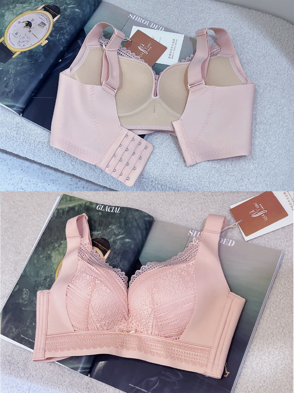 映柔 優雅集中包副乳內衣 CD杯 淡粉色