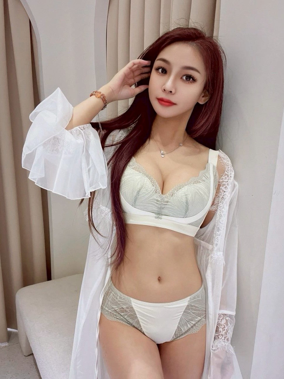 薇露 乳膠杯優惠套裝內衣 B~D杯 檸檬綠