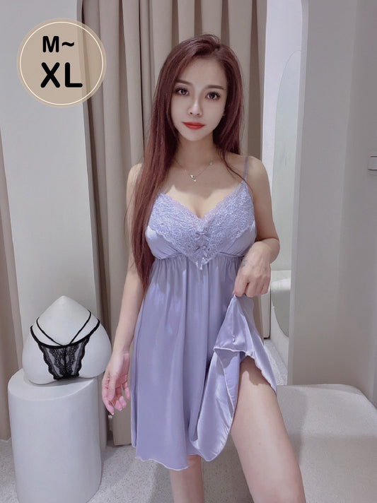 L029 法式吊帶小性感睡衣 浪漫紫 M~XL