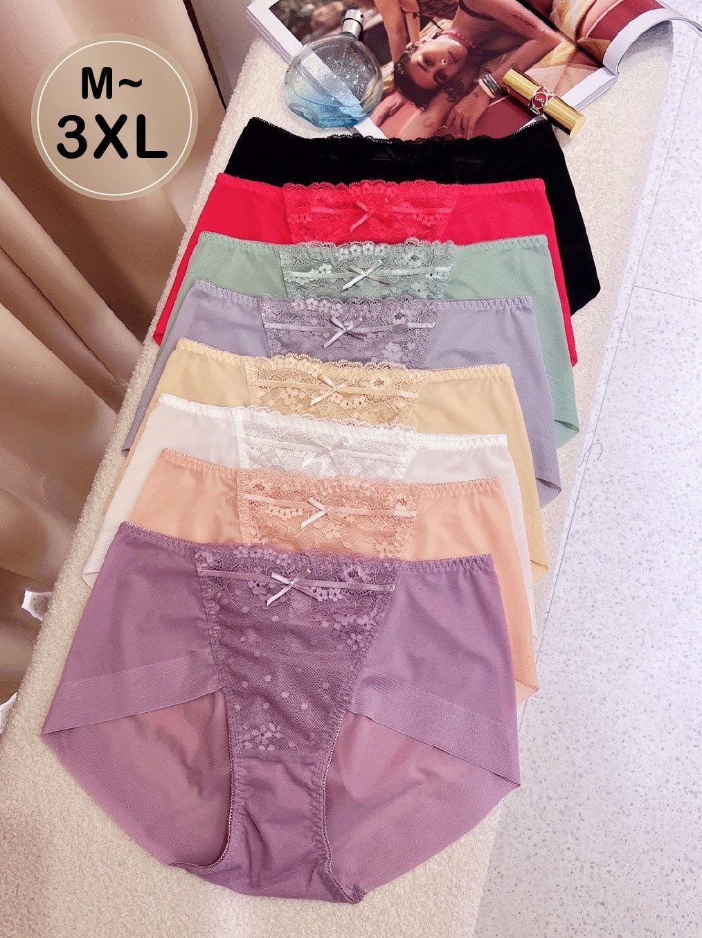 輕薄網紗中腰內褲 八色 M~3XL
