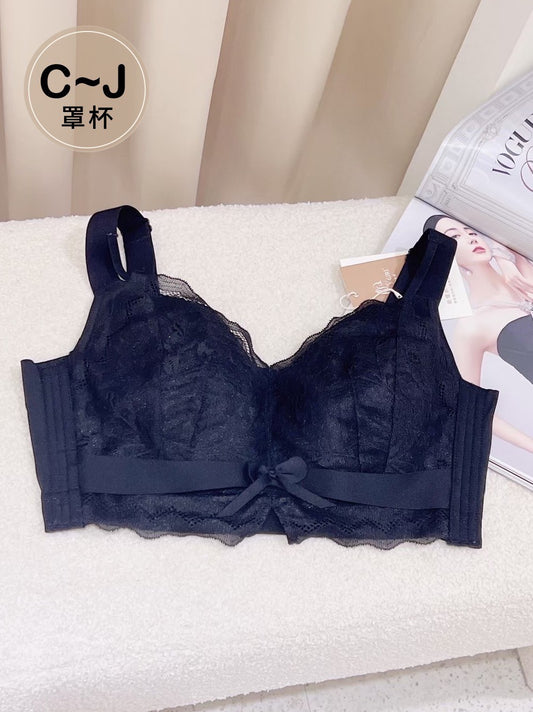 夢語 超薄乳膠大罩杯內衣 C~J杯 性感黑