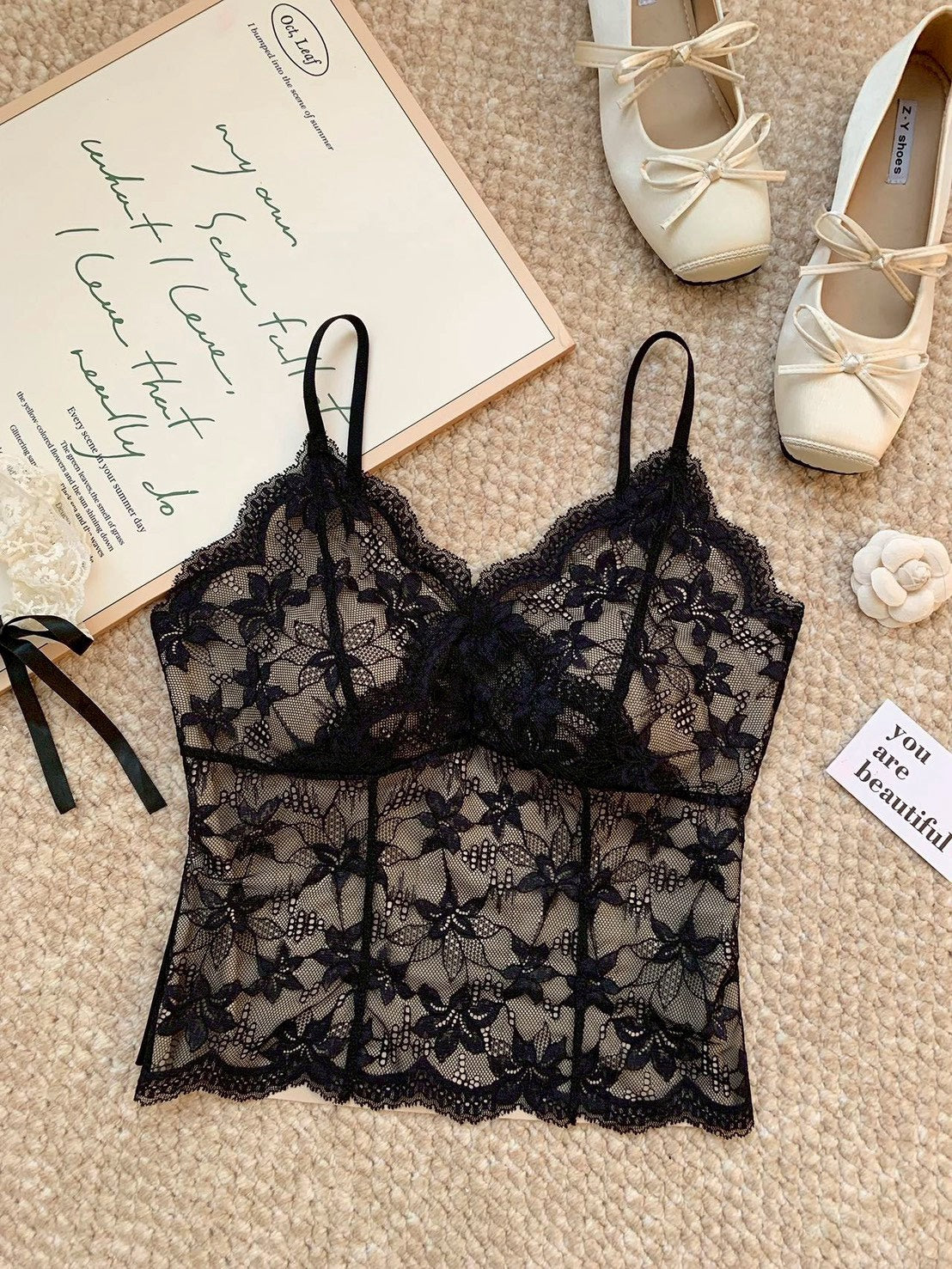 BT003 秋風蕾絲小可愛 透膚黑 M~XL